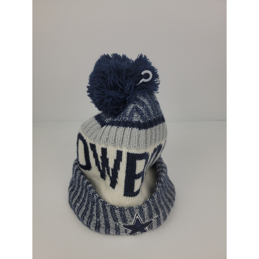 New Era Dallas Cowboys NFL Knit Beanie Pom Hat Blue White Gray Cuffed One Size - Picture 5 of 6